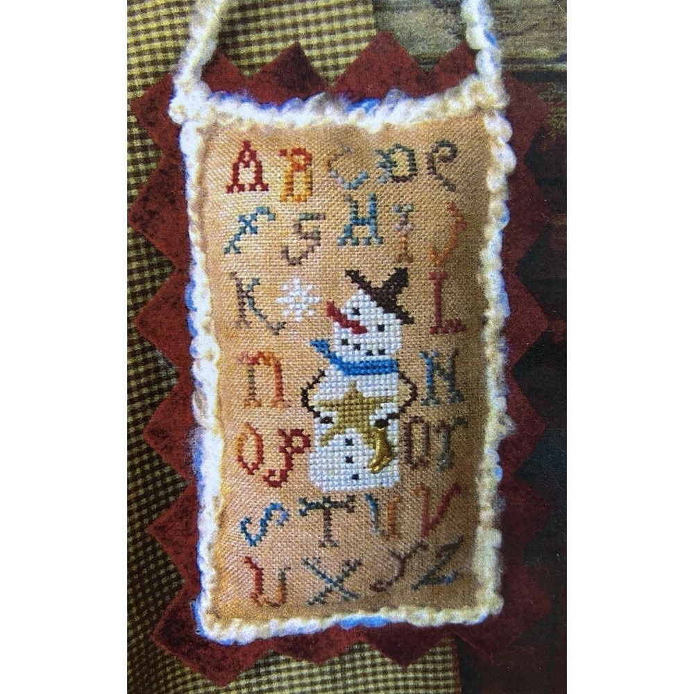 Sampler Snowman Cross Stitch Chart By Homespun Elegance w Nubby Yarn Trim ONLY